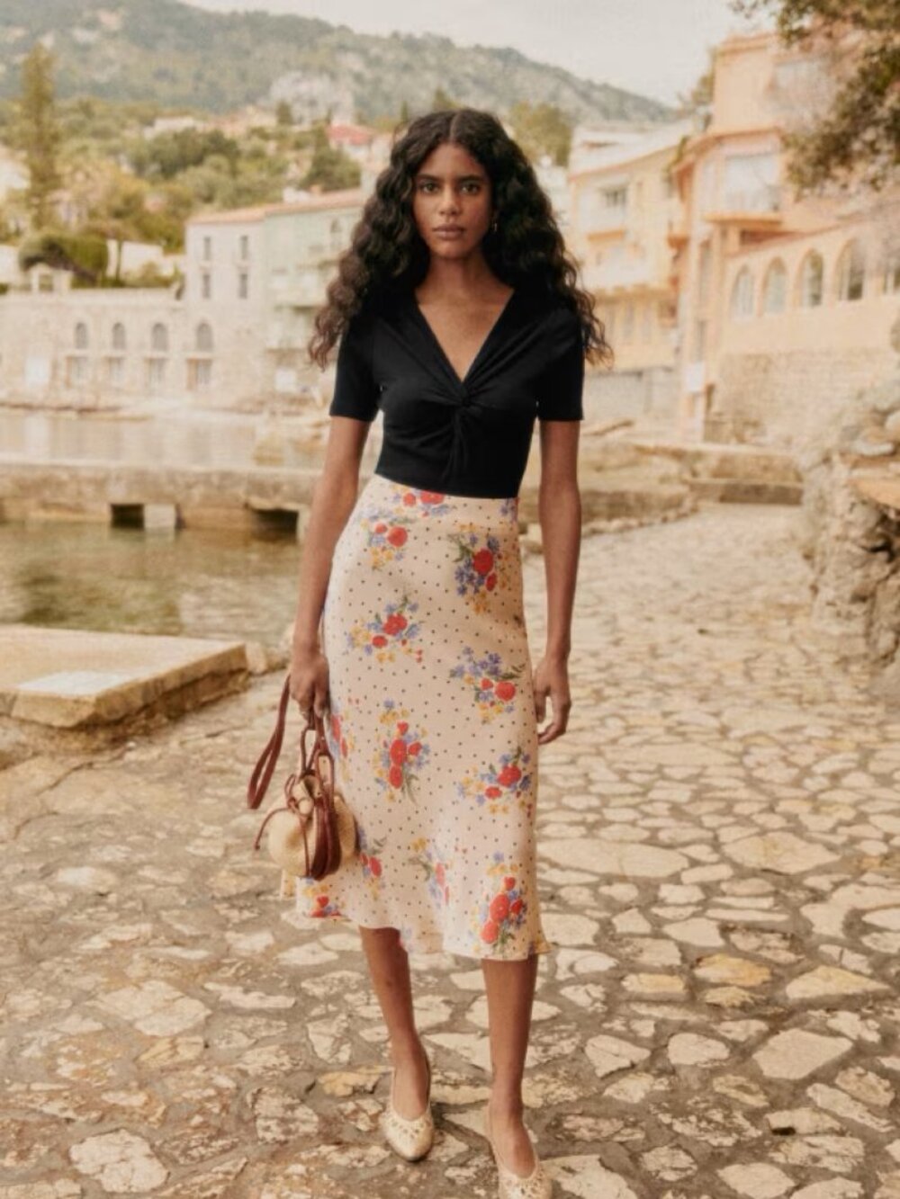 NWOT Sezane Sandy Skirt in Poppy - Floral Midi Skirt - Picture 1 of 6